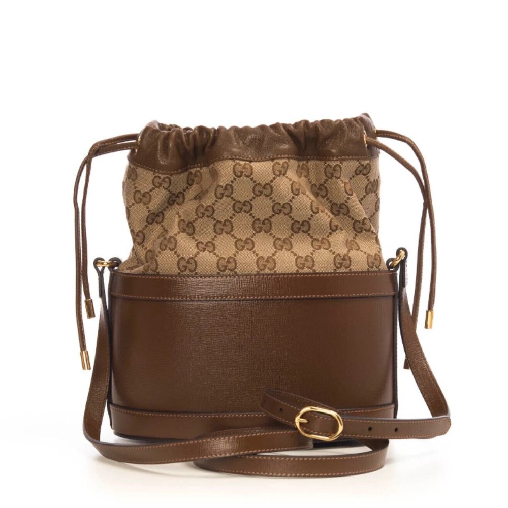 Gucci Brown Bucket GG Chocolate Horse Bit 1955 Calfskin Leather Handbag Bag NEW - Picture 3 of 11